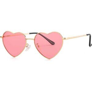 Polarized Heart Shaped Sunglasses for Women Metal Frame Cute Lovely Glasses